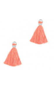 Ibiza style Tassel 1.5cm Silver - canyon sunset pink